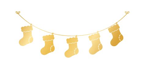 Gold Christmas Stocking Silhouette Garland Vector Illustration, Christmas Socks Graphics Festive ...