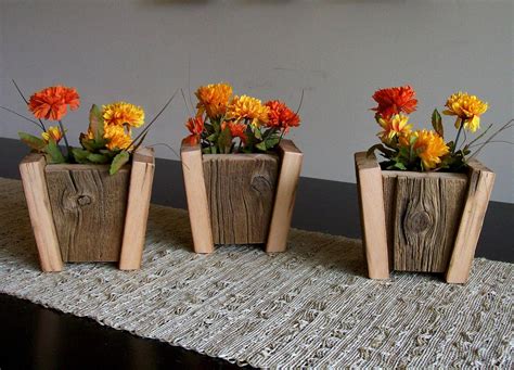 Set of 3 Rustic Barn Wood Flower Pots by TheBarnYardShop on Etsy