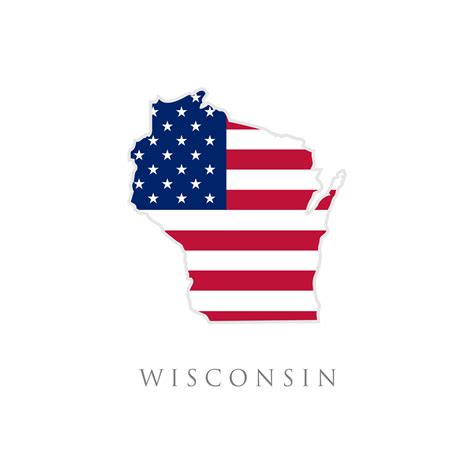 Shape of Wisconsin state map with American flag. vector illustration. can use for united states ...