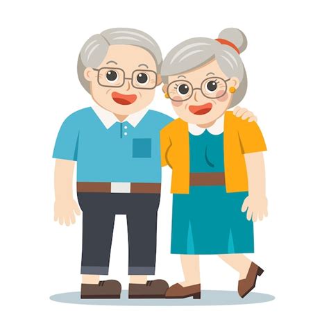 Premium Vector | Grandpa and grandma standing together