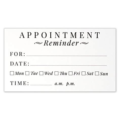 Appointment Reminder Cards - Business Card Size 3.5 X 2 Inches - Pack ...