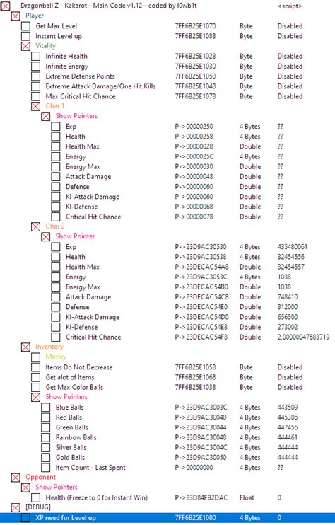 Dragon Ball Z: Kakarot: Cheat Engine Table [UPD: 01/18/2020] {l0wb1t} — GamesRead.com