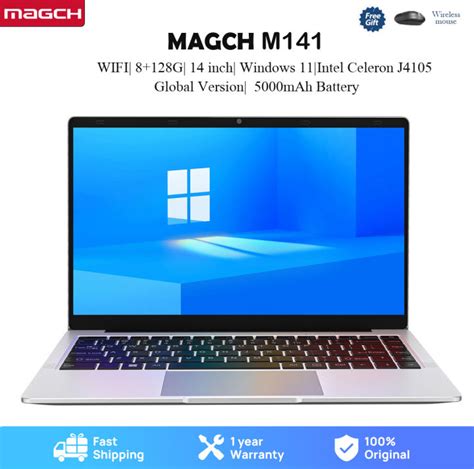 MAGCH 14inch Laptop Windows 11 Notebook 1920x1080 FHD Intel Celeron ...