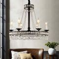 Contemporary Wagon Wheel Chandelier Crystal Chandelier 6-Light in Black-Homary