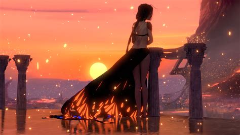 2560x1440 Wlop Anime Girl Sunset 4k 1440P Resolution ,HD 4k Wallpapers,Images,Backgrounds,Photos ...
