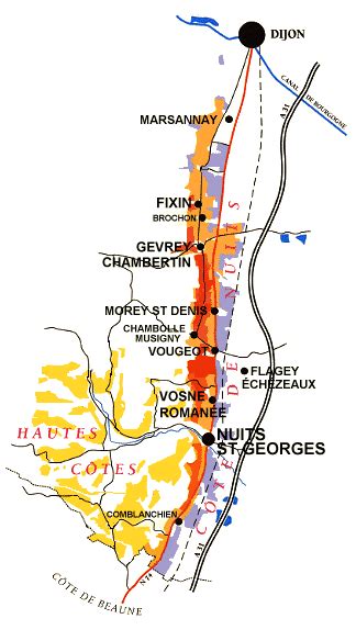 Côte de Nuits wine region map | Echezeaux, Cote de nuits, Vosne romanée