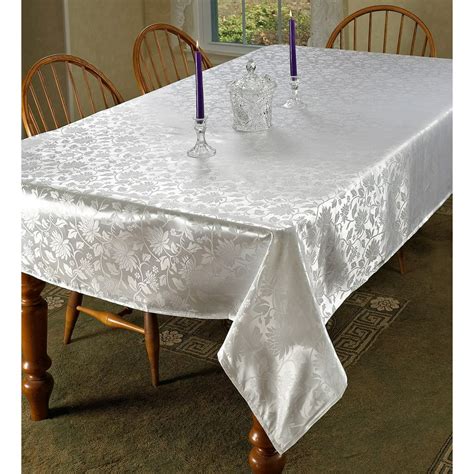 European Floral Design Oblong/Rectangle Tablecloth, 52" x 70", White, Degrees up dinner. Or any ...