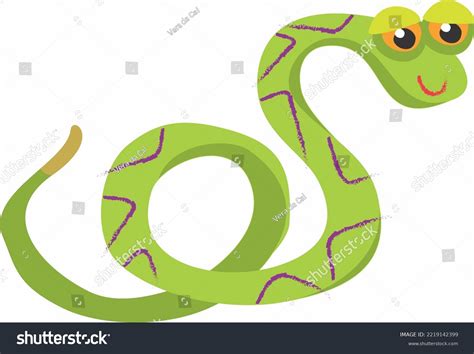 Green Snake Funny Eyes Cartoon Style Stock Illustration 2219142399 ...