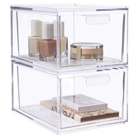 US Acrylic + STORi Audrey Stackable Cosmetic Organizer Drawers set of 2 Clear