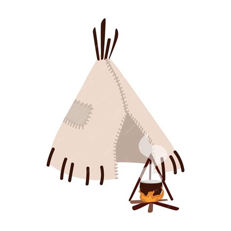 Premium Vector | Wigwam, wickiup or wetu. traditional tribal dwelling of indigenous peoples of ...