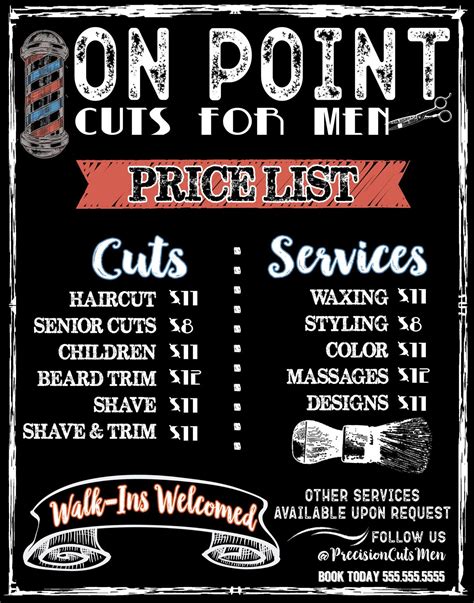 Barbershop Signs, Custom Barbershop Price List, Mens Hair Cut Sign ...