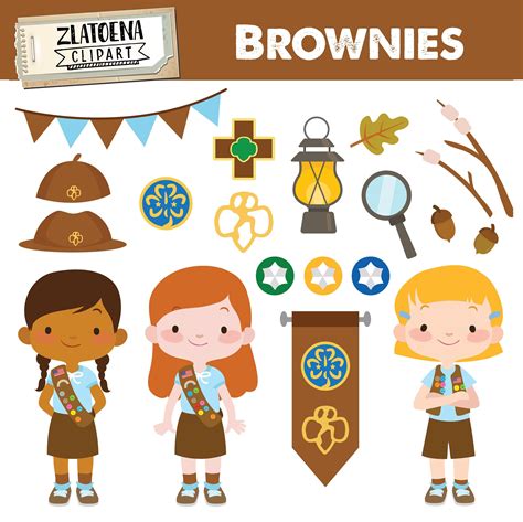 Brownie Girl Scout Clipart Scout Girl Clip art Camping Digital | Etsy