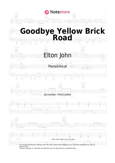 Goodbye Yellow Brick Road piano sheet music and voice Elton John in ...