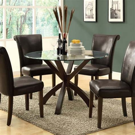 Monarch 48" Round Glass Top Dining Table in Espresso - Walmart.com