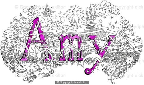 Amy name art card with purple envelope. A short message can be added below image. Scans are ...