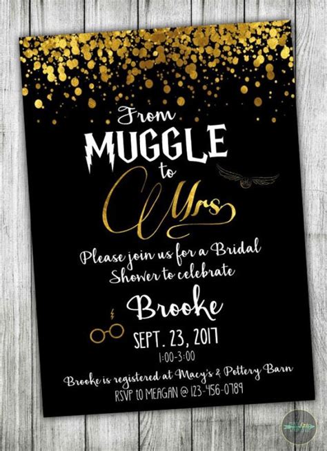 Custom Harry Potter Bridal Shower Invitation - Muggle To Mrs - Bridal Shower - Wedding Shower ...