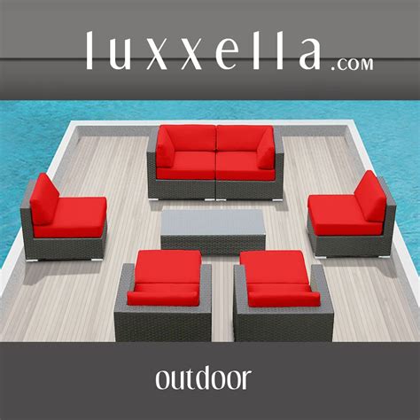 Genuine Luxxella Outdoor Patio Wicker Sofa Sectional Furniture Venus 9pc Gorgeous Couch Set Red ...