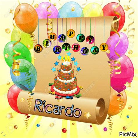 Happy Birthday Ricardo Colorful Text GIF | GIFDB.com