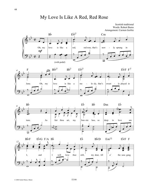 Robert Burns - My Love Is like a Red, Red Rose at Stanton's Sheet Music