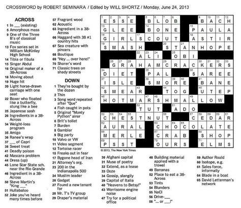 The New York Times Crossword in Gothic: 06.24.13 — S'MORE