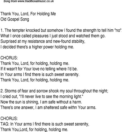 Thank You, Lord, For Holding Me - Christian Gospel Song Lyrics and Chords