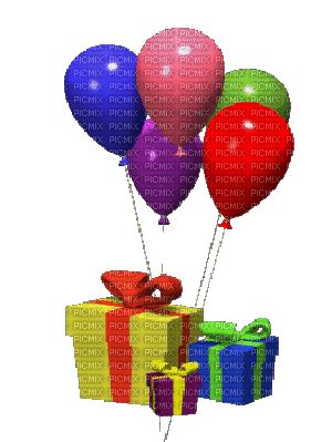 birthday gift balloons gif - GIF animé gratuit - PicMix