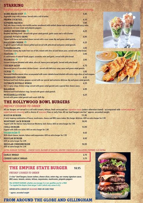 Menu at The Hollywood Bowl restaurant, Gillingham, 4 High St