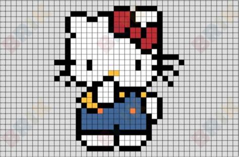 Hello Kitty Pixel Art | Pixel art, Minecraft pixel art, Pixel art grid