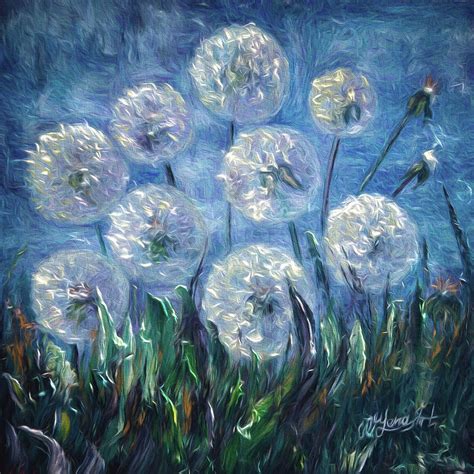 Dandelion Abstract Painting by OLena Art Brand