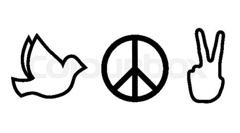 Peace and love signs. Hippie black line icons. | Stock vector | Colourbox