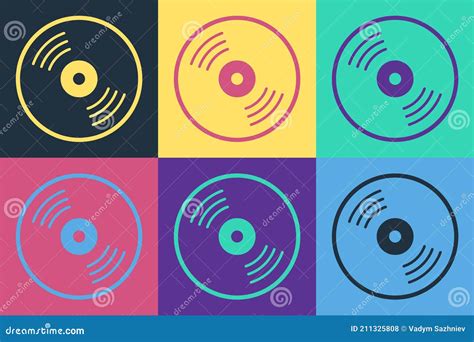 Pop Art Vinyl Disk Icon Isolated on Color Background. Vector Stock ...