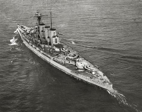 Aerial stern view of the British battlecruiser HMS Tiger (1913) circa ...