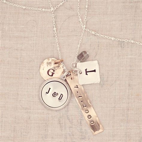 Push Present | Personalized charm necklace, Hand stamped necklace, Personalized charms