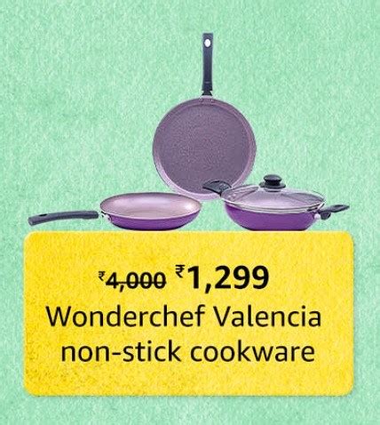 Wonderchef Valencia Non-Stick Cookware 4 Piece Set | Kadhai with Lid, Fry Pan, Dosa Tawa ...