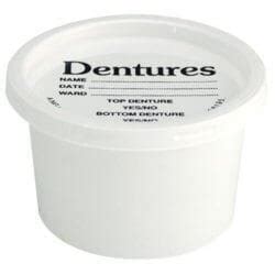 White Plastic Denture Container and Lid - Pack of 60