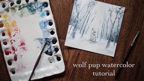 winter wolf in a snowy woods watercolor tutorial--using my new watercolor palette! - YouTube