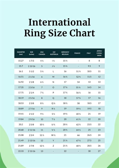 Free International Ring Size Chart Template - Edit Online & Download | Template.net