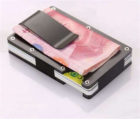 Metal Mini Money Clip Brand Fashion Black White Credit Card ID Holder With RFID Anti thief ...