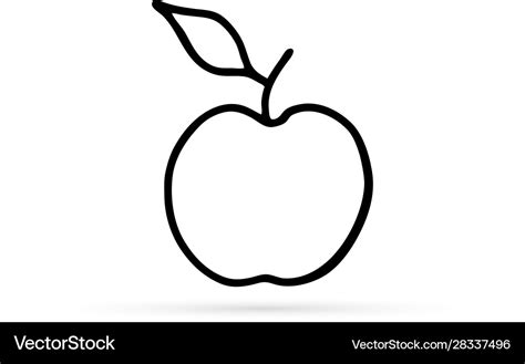 Doodle outline apple icon kids hand drawing art Vector Image