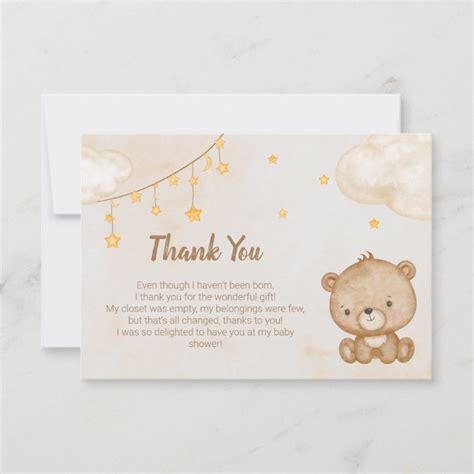 Cute Bear We Can Bearly Wait Baby Shower Thank You | Zazzle