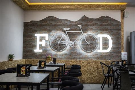 Food, Unique Decoration in a Restaurant Wall Stock Image - Image of ...