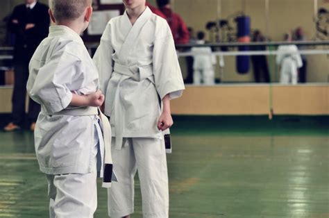 Premium Photo | Kids of karate training and exam in karate