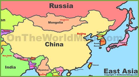 Map of East Asia (Eastern Asia) - Ontheworldmap.com