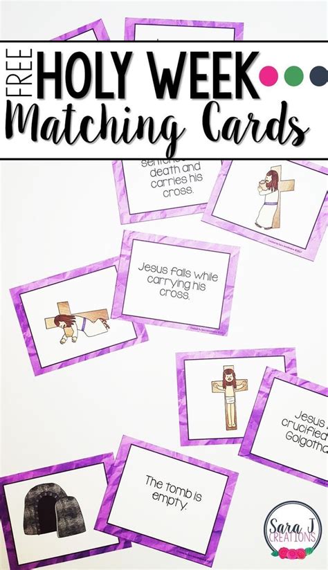 Free Holy Week matching card game to help children learn about and sequence the events leading ...