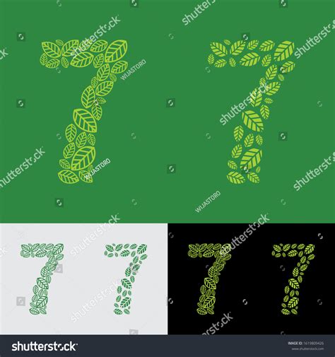 Number Seven Symbol Green Leaves Vector Stock Vector (Royalty Free ...