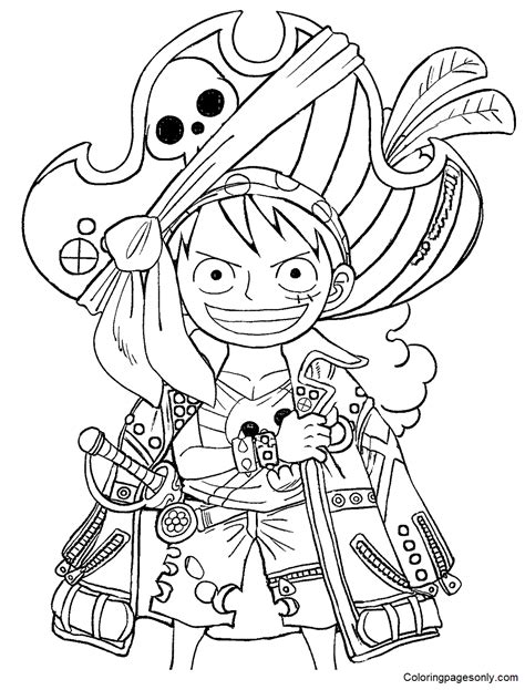 Luffy One Piece Film Red Coloring Page - Free Printable Coloring Pages