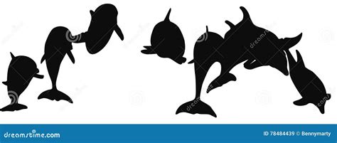 Silhouette Of Dolphins Jumping Royalty-Free Stock Image | CartoonDealer.com #78484456