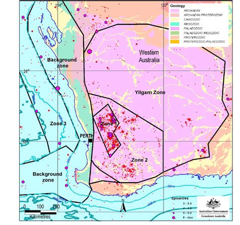 Earthquake source zones in south-west Western Australia. | Download ...