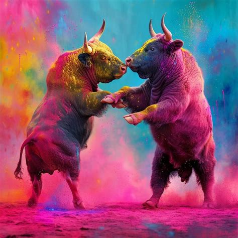 Premium Photo | A couple of bulls are fighting with each other