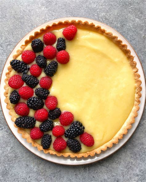 Lemon Curd Tart with Vanilla Sablé Crust and Fresh Berries on the ...